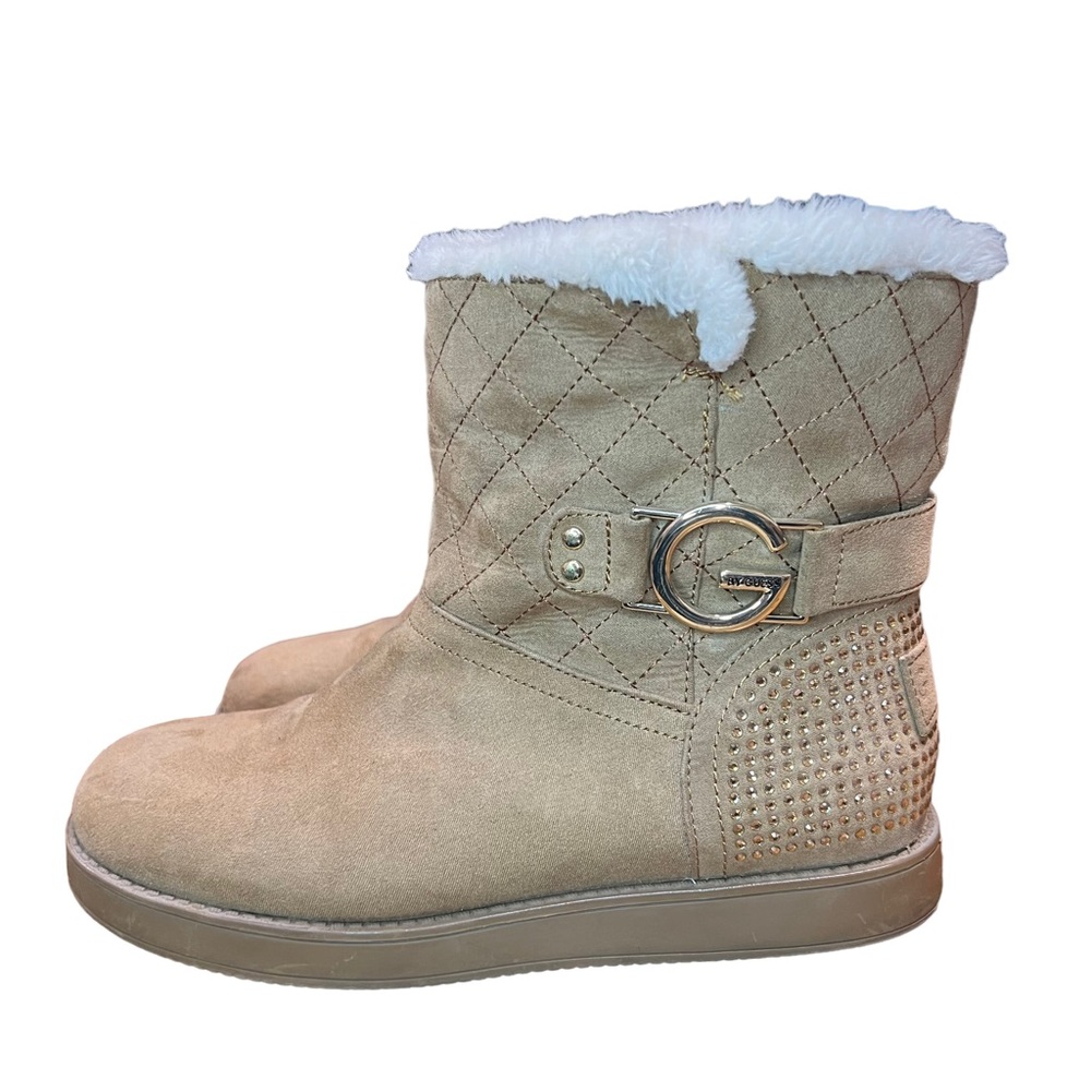 G by Guess Snow Boots Quilted Suede Brown faux fur winter women’s size 7
